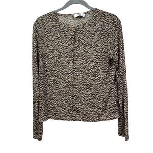 AGB Byer California Womens Blouse‎ Top Animal Print Semi Sheer Long Sleeve Sz M